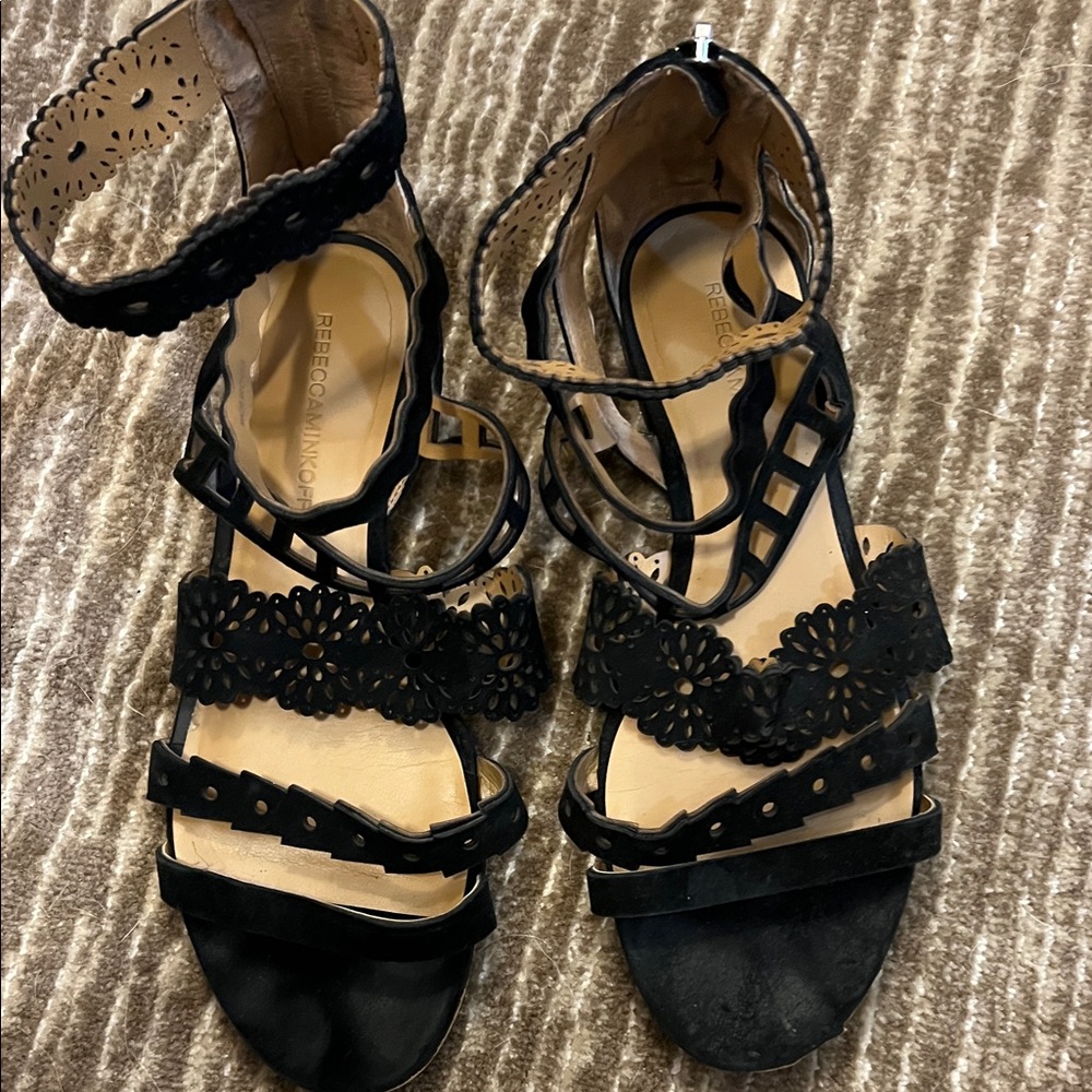 Rebecca Minkoff Floral Cutout Black Sandals